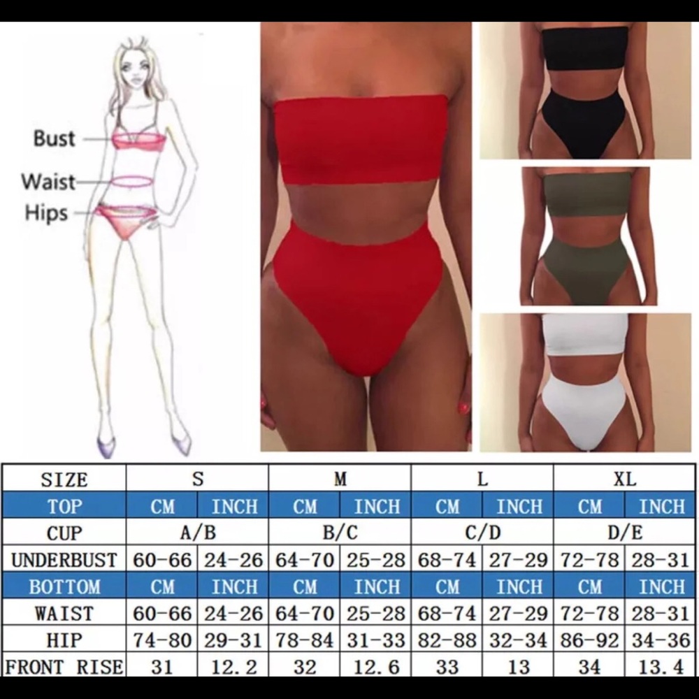 Bandeau Bikini High Waisted PINK - Picture 6 of 8